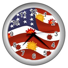 Flage Save Usa Corona Wall Clock (silver) by HermanTelo