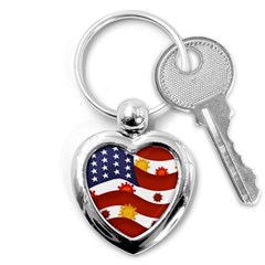 Flage Save Usa Corona Key Chain (heart) by HermanTelo