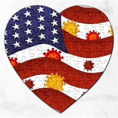 Flage Save Usa Corona Jigsaw Puzzle (heart) by HermanTelo