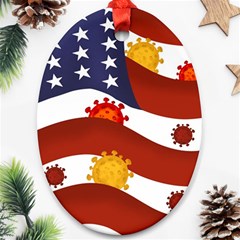 Flage Save Usa Corona Oval Ornament (two Sides)