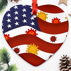 Flage Save Usa Corona Heart Ornament (two Sides)