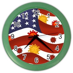 Flage Save Usa Corona Color Wall Clock