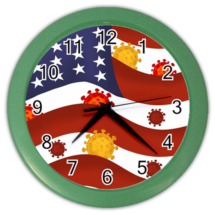 Flage Save Usa Corona Color Wall Clock