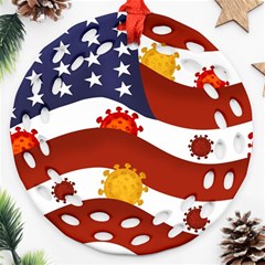 Flage Save Usa Corona Ornament (round Filigree)