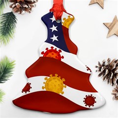 Flage Save Usa Corona Christmas Tree Ornament (two Sides) by HermanTelo