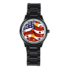 Flage Save Usa Corona Stainless Steel Round Watch by HermanTelo