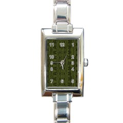 Army Green Color Batik Rectangle Italian Charm Watch