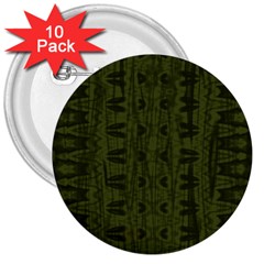 Army Green Color Batik 3  Buttons (10 pack) 