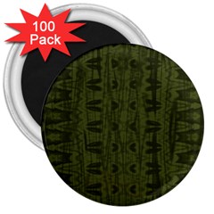 Army Green Color Batik 3  Magnets (100 pack)