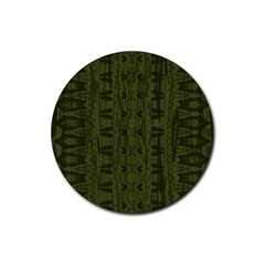 Army Green Color Batik Rubber Coaster (round)  by SpinnyChairDesigns