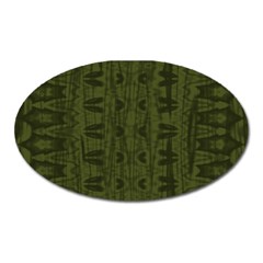 Army Green Color Batik Oval Magnet by SpinnyChairDesigns