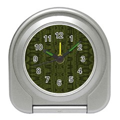 Army Green Color Batik Travel Alarm Clock by SpinnyChairDesigns