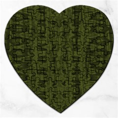 Army Green Color Batik Jigsaw Puzzle (Heart)