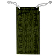 Army Green Color Batik Jewelry Bag by SpinnyChairDesigns