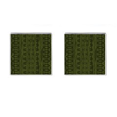 Army Green Color Batik Cufflinks (square) by SpinnyChairDesigns