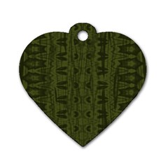 Army Green Color Batik Dog Tag Heart (one Side) by SpinnyChairDesigns