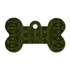 Army Green Color Batik Dog Tag Bone (one Side) by SpinnyChairDesigns