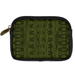 Army Green Color Batik Digital Camera Leather Case by SpinnyChairDesigns