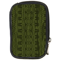 Army Green Color Batik Compact Camera Leather Case