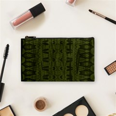 Army Green Color Batik Cosmetic Bag (small) by SpinnyChairDesigns