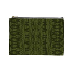 Army Green Color Batik Cosmetic Bag (large) by SpinnyChairDesigns