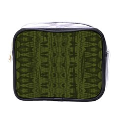 Army Green Color Batik Mini Toiletries Bag (one Side) by SpinnyChairDesigns