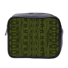 Army Green Color Batik Mini Toiletries Bag (two Sides) by SpinnyChairDesigns