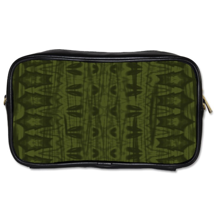 Army Green Color Batik Toiletries Bag (Two Sides)