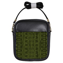 Army Green Color Batik Girls Sling Bag by SpinnyChairDesigns