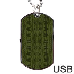 Army Green Color Batik Dog Tag Usb Flash (two Sides) by SpinnyChairDesigns