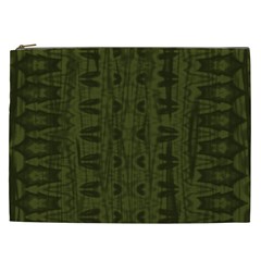 Army Green Color Batik Cosmetic Bag (xxl) by SpinnyChairDesigns