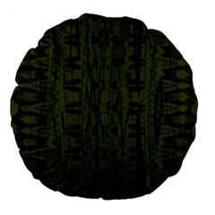 Army Green Color Batik Large 18  Premium Round Cushions by SpinnyChairDesigns