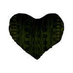 Army Green Color Batik Standard 16  Premium Heart Shape Cushions Front