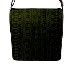 Army Green Color Batik Flap Closure Messenger Bag (L)