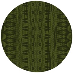 Army Green Color Batik Wooden Puzzle Round by SpinnyChairDesigns