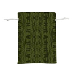 Army Green Color Batik Lightweight Drawstring Pouch (L)