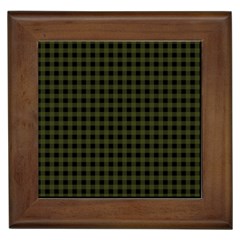 Army Green Black Buffalo Plaid Framed Tile by SpinnyChairDesigns