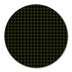 Army Green Black Buffalo Plaid Round Mousepads by SpinnyChairDesigns