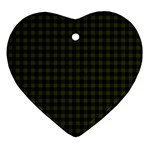 Army Green Black Buffalo Plaid Ornament (Heart) Front