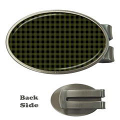 Army Green Black Buffalo Plaid Money Clips (oval)  by SpinnyChairDesigns