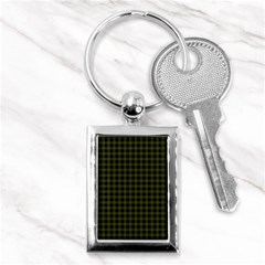 Army Green Black Buffalo Plaid Key Chain (rectangle) by SpinnyChairDesigns