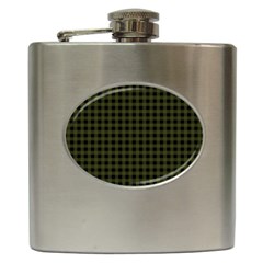 Army Green Black Buffalo Plaid Hip Flask (6 Oz) by SpinnyChairDesigns