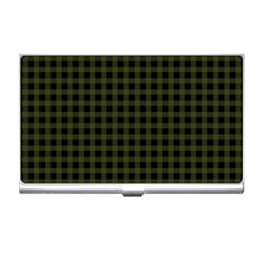 Army Green Black Buffalo Plaid Business Card Holder by SpinnyChairDesigns