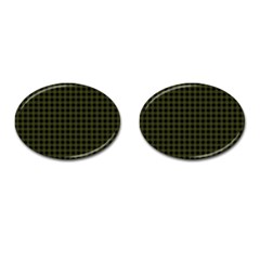 Army Green Black Buffalo Plaid Cufflinks (oval) by SpinnyChairDesigns