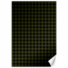 Army Green Black Buffalo Plaid Canvas 12  X 18  by SpinnyChairDesigns