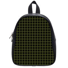 Army Green Black Buffalo Plaid School Bag (small) by SpinnyChairDesigns