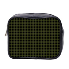 Army Green Black Buffalo Plaid Mini Toiletries Bag (two Sides) by SpinnyChairDesigns