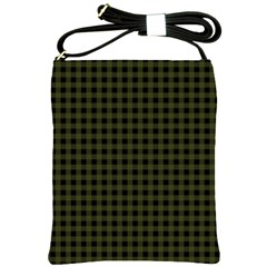 Army Green Black Buffalo Plaid Shoulder Sling Bag by SpinnyChairDesigns