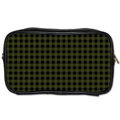 Army Green Black Buffalo Plaid Toiletries Bag (one Side) by SpinnyChairDesigns