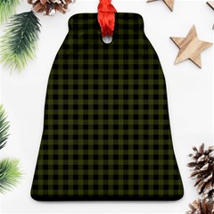 Army Green Black Buffalo Plaid Ornament (bell) by SpinnyChairDesigns